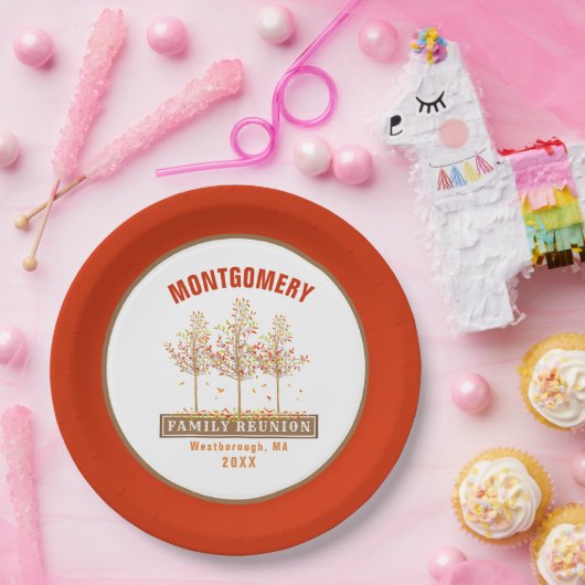 Gezinshereniging Verbrandde Oranje najaarbomen Wat Papieren Bordje (Feest)