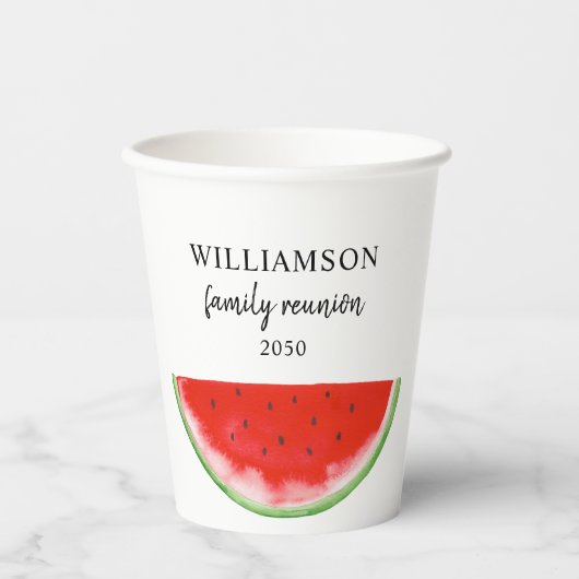 Gezinshereniging watermeloen papieren bekers (Voorkant)