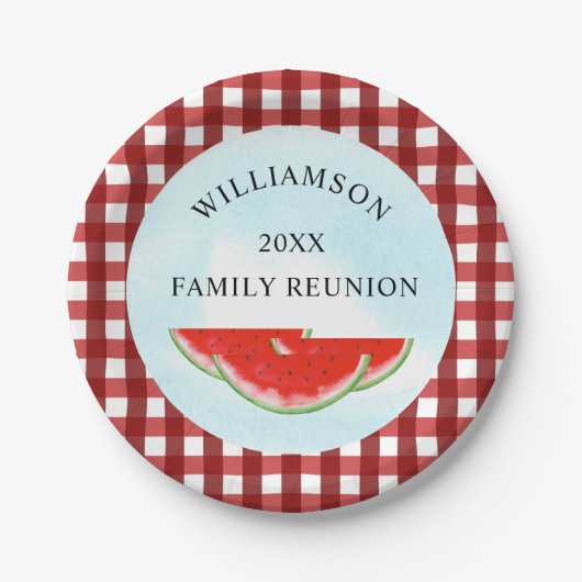 Gezinshereniging watermeloen papieren bordje (Voorkant)