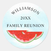 Gezinshereniging watermeloen ronde sticker (Voorkant)