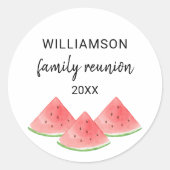 Gezinshereniging watermeloen ronde sticker (Voorkant)