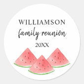 Gezinshereniging watermeloen ronde sticker (Voorkant)