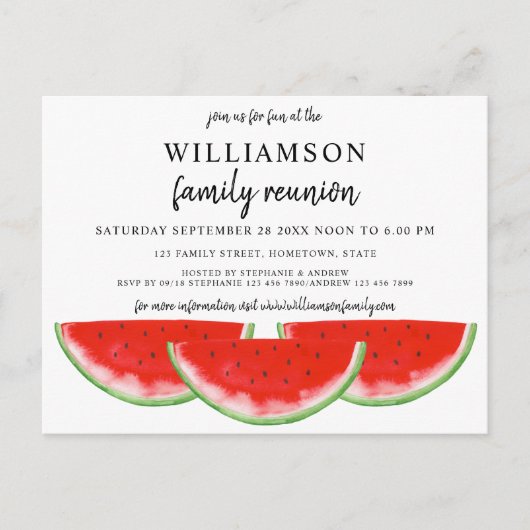 Gezinshereniging watermeloen uitnodiging briefkaart (Voorkant)