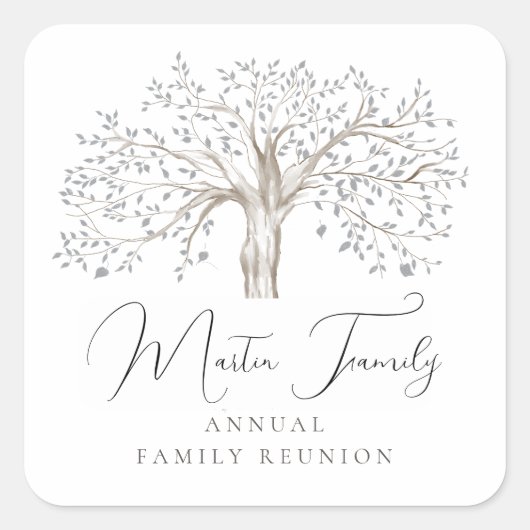 Gezinshereniging Waterverf Familiestructuur Vierkante Sticker (Voorkant)