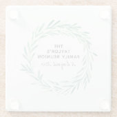 Gezinshereniging Waterverf met grote Greenery Foli Glazen Onderzetter (Achterkant)