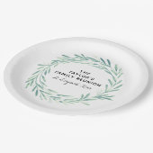 Gezinshereniging Waterverf met grote Greenery Foli Papieren Bordje (Gekanteld)