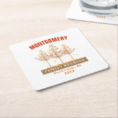 Gezinshereniging Waterverf najaar bomen monogram Kartonnen Onderzetters (Schuin)