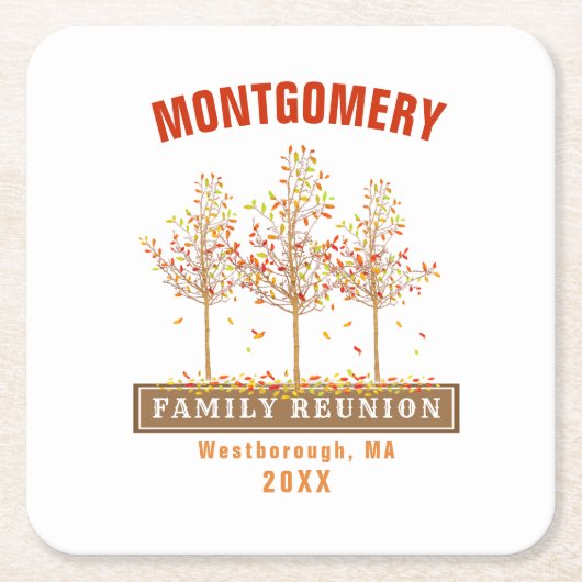 Gezinshereniging Waterverf najaar bomen monogram Kartonnen Onderzetters (Voorkant)