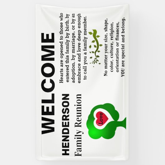 Gezinshereniging - We houden van onze familie -  Spandoek (Verticaal)