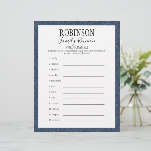 Gezinshereniging Word Scramble Game (Staand voorkant)