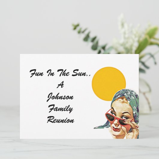 Gezinshereniging Zomer Dame Uitnodiging (Staand voorkant)