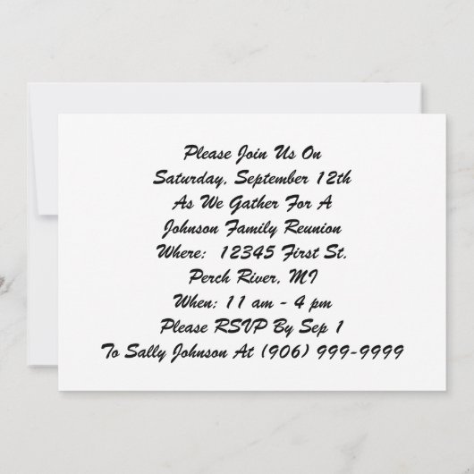 Gezinshereniging Zomer Dame Uitnodiging (Achterkant)