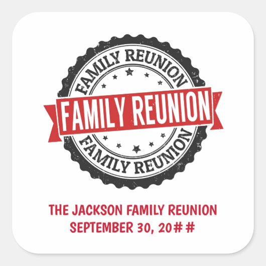 Gezinshereniging zwart rood vierkante sticker (Voorkant)