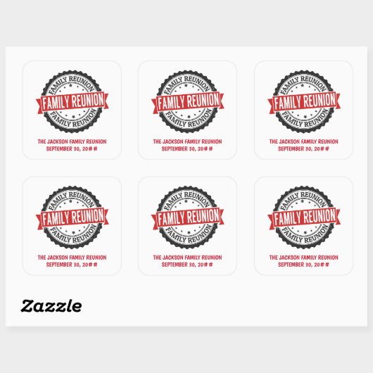Gezinshereniging zwart rood vierkante sticker (Vel)