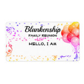 Gezinsherenigingsballon Confetti Aangepaste naam L Etiket (Voorkant)