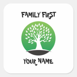  gezinsherenigingsgroene boom vierkante sticker