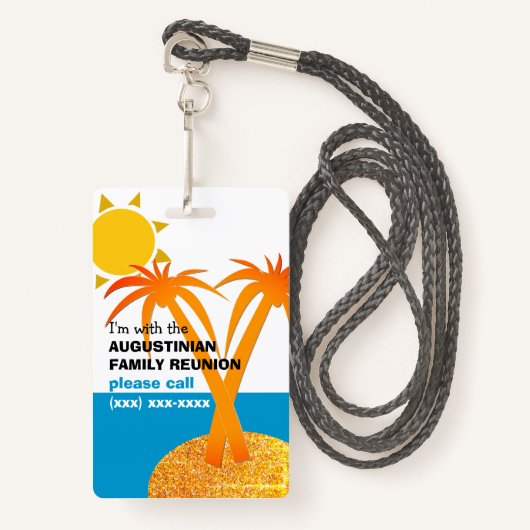 Gezinsherenigingszomervakantie LOST KIND Badge (Voorkant met draagriem)