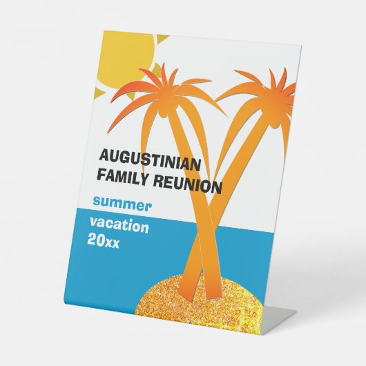 Gezinsherenigingszomervakantie Reclamebord Met Voetstuk (Voorkant)