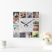 Gezinsherinneringen aangepaste fotocollage persona vierkante klok (Huis)