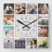 Gezinsherinneringen aangepaste fotocollage persona vierkante klok (Voorkant)