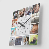 Gezinsherinneringen aangepaste fotocollage persona vierkante klok (Hoek)