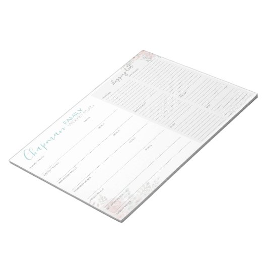 Gezinsherplan en winkellijst notitieblok (Schuin)