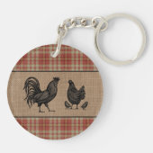 Gezinshuis Red Pset Burlap 2 Sided Sleutelhanger (Achterkant)