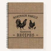 Gezinshuis Rooster Hen Burlap Kraft Recipe Notitieboek (Voorkant)