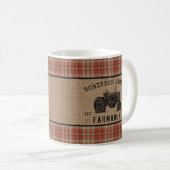 Gezinshuis Rustic Tractor Red Play Burlap Koffiemok (Voorkant rechts)