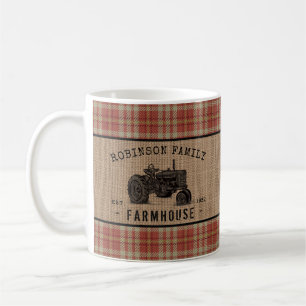 Gezinshuis Rustic Tractor Red Play Burlap Koffiemok