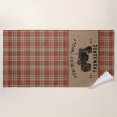 Gezinshuis Rustic Tractor Red Play Burlap Strandlaken (Voorkant)