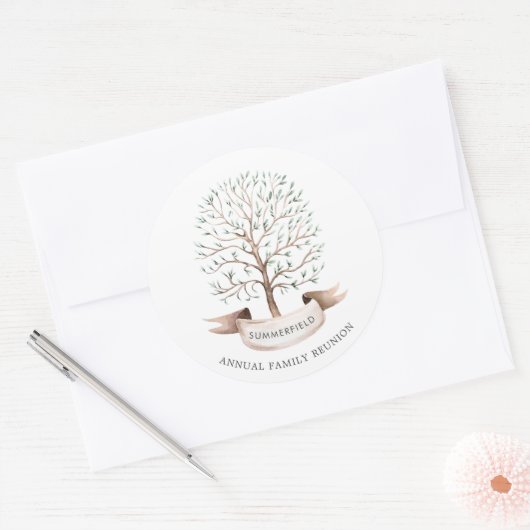 Gezinsjaarlijkse reünie genealogon ronde sticker (Envelop)