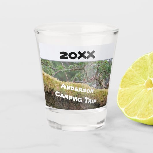 Gezinskampeertocht Rusticale buitenvacantie Shot Glas (Voorkant)