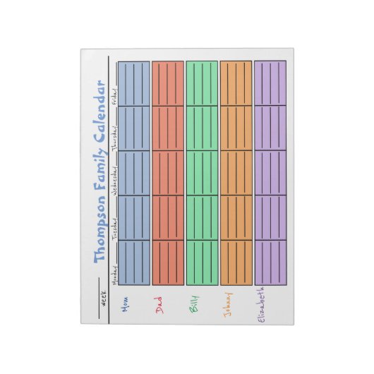 Gezinskleurige planner - Aangepaste planner Notitieblok (Linkerzijde)