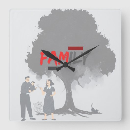 gezinsklok vierkante klok (Voorkant)