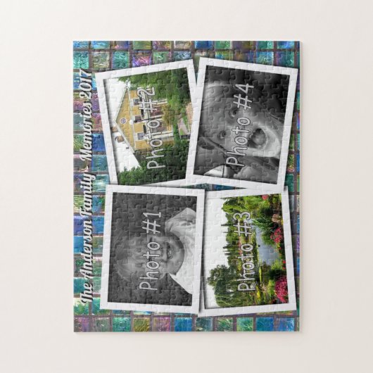 Gezinsleden 4 x aangepaste foto's op glazen tegels legpuzzel (Verticaal)