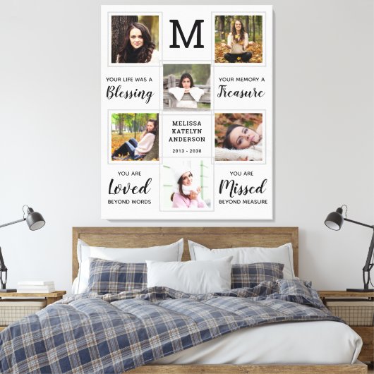 Gezinsleden bekijken Fotocollage Canvas Afdruk (Insitu (Slaapkamer))