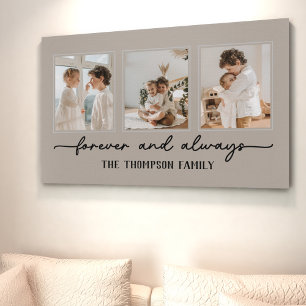 Gezinsleden Greige Custom Photo Collage Wall Canvas Afdruk