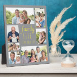 Gezinsleven 7 Afbeelding grijs en gele foto Fotoplaat<br><div class="desc">Persoonlijke fotoplaquette met familierekening. "Het Leven van de Familie is het Beste Leven"wordt geletterd in casual manuscript en ondoorzichtige doopvonttypografie en het ontwerp heeft een modern kleurenpalet van grijs en geel (editable). Voeg uw foto's toe, die met de wijzers van de klok mee van de bovenkant verlaten werken, en het...</div>