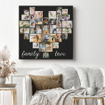 Gezinsliefdeshart gevormd 36 Foto Collage Canvas Afdruk<br><div class="desc">Creëer uw eigen gepersonaliseerde canvas met 36 favoriete foto's en uw familienaam/-namen. Het fotomalplaatje is opstelling aan creëer een fotocollage in de vorm van een liefdeshart, tonend uw afbeeldingen in een mengeling van portret, landschap en vierkant instragramformaten. Het ontwerp heeft een witte achtergrond en is letterlijk geschreven in elegant handgeschreven...</div>