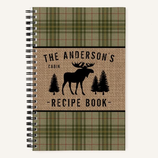 Gezinsmaakeien Bomen Pset Burlap Mini Recipe Notitieboek (Voorkant)