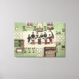 Gezinsmaaltijd uit een tijdschrift geschreven door canvas afdruk