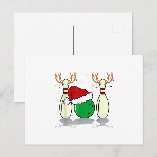 gezinsmatching kerstbowling santa xmas feestdagenkaart (Voorkant / Achterkant)