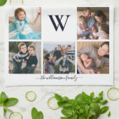 Gezinsmonogram Foto's met prettig kerstfeest Theedoek (Gevouwen)