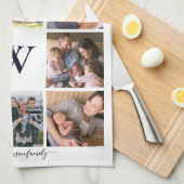 Gezinsmonogram Foto's met prettig kerstfeest Theedoek (Quarter Fold)