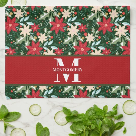 Gezinsmonogram kerstmis theedoek (Gevouwen)