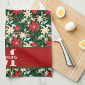 Gezinsmonogram kerstmis theedoek (Quarter Fold)
