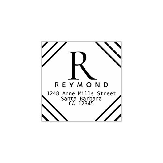 gezinsmonogram met retouradres rubberstempel (Afrduk)