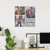 Gezinsmonogram Vastgestelde datum 3 Foto Collage Poster (Thuiskantoor)