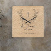 Gezinsmonogrammen bijtende boerenelegant vierkante klok